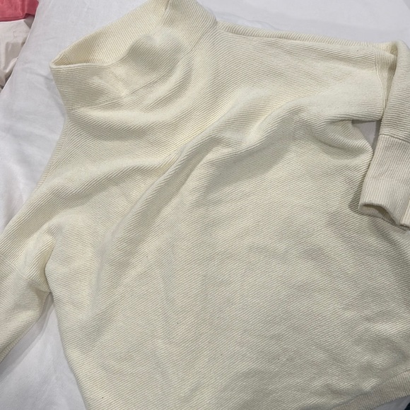 Free People Ribbed Cowl Neck Sweater Creme